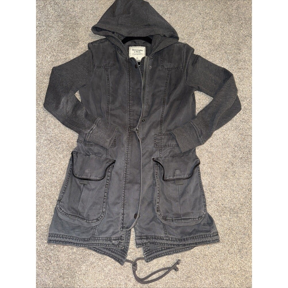 Y2K Adirondack Hood Jacket Utility Grunge Army Green Women Abercrombie Fitch Med